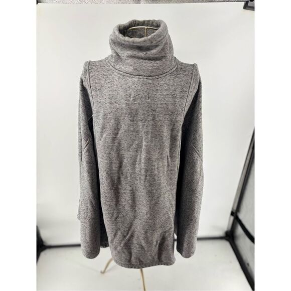 Ugg Women Grey Charlynne Fleece Poncho Sweater Funnnel Neck Pocket Size M/L - Picture 9 of 9